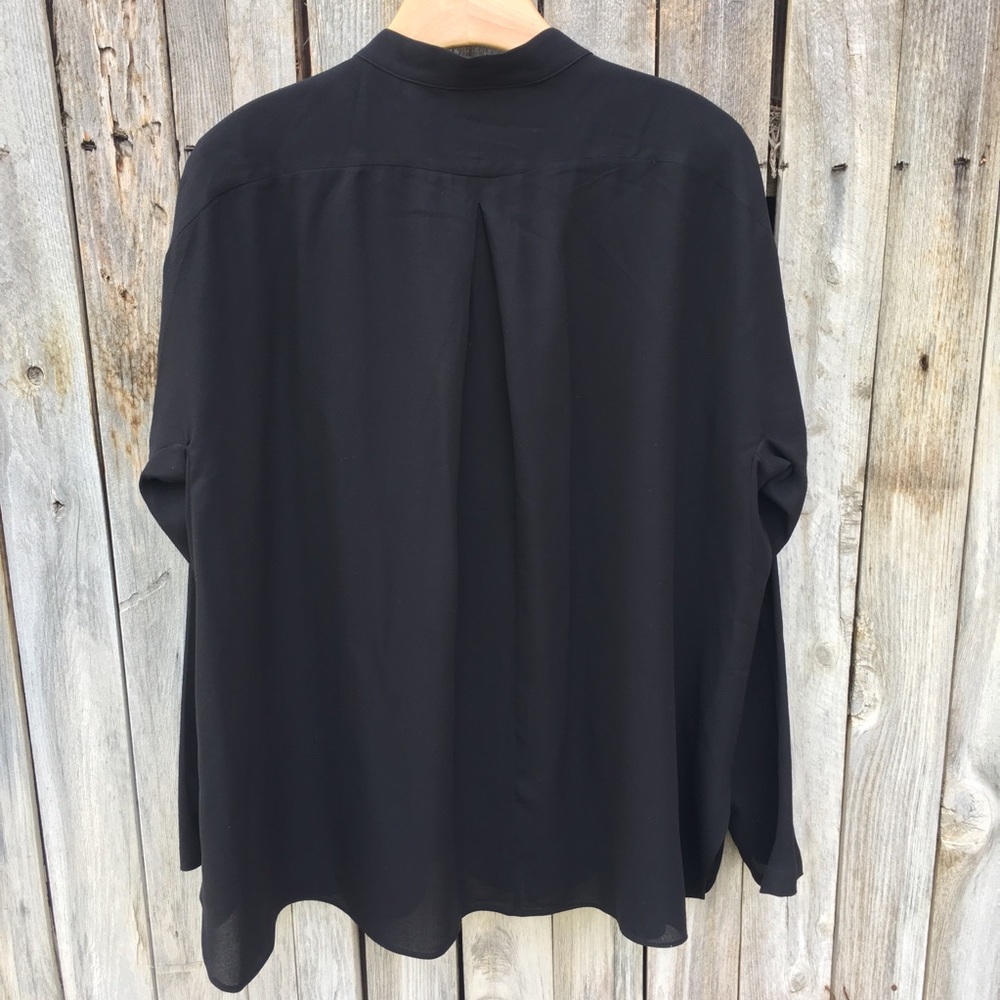 About Design Corp 100% Silk Tunic Blouse Black 12 - Picture 6 of 8